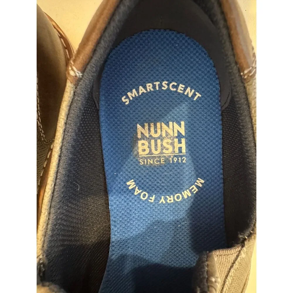 Nunn Bush Chase Grey Slip On Loafers Memory Foam Smartscent Size 8m